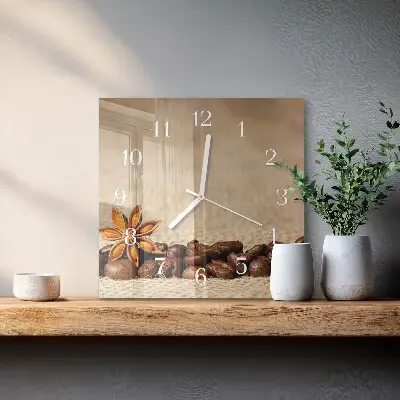 Vierkante glas klok Koffiebonen