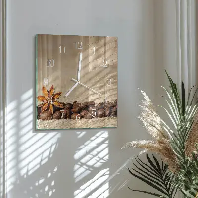 Vierkante glas klok Koffiebonen