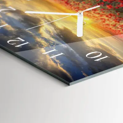 Decoratieve glazen klok vierkant Klaprozenveld