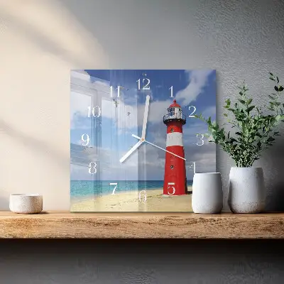 Moderne wandklok glas vierkant Vuurtoren