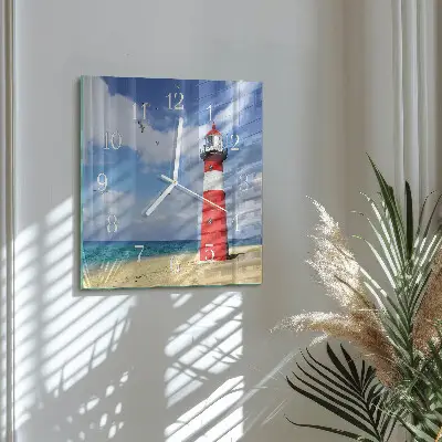 Moderne wandklok glas vierkant Vuurtoren