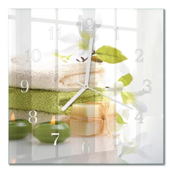 Vierkante glas klok Spa zeep