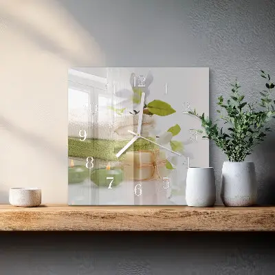 Vierkante glas klok Spa zeep