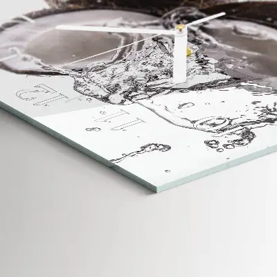 Vierkante glazen wandklok Kokosnoten