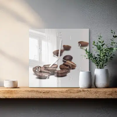 Vierkante glas klok Koffiebonen