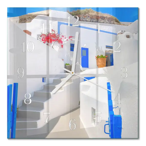 Moderne wandklok glas vierkant Santorini
