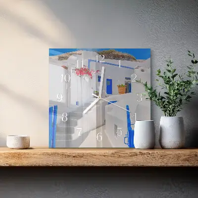 Moderne wandklok glas vierkant Santorini