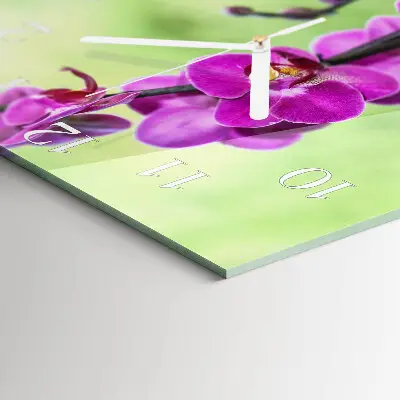 Vierkante glas klok Orchidee