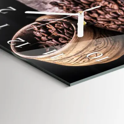 Vierkante glazen wandklok Koffiebonen