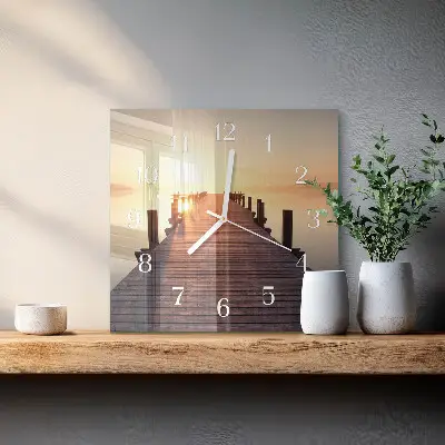 Decoratieve glazen klok vierkant Brug over het meer