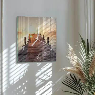 Decoratieve glazen klok vierkant Brug over het meer