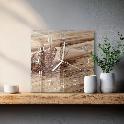 Vierkante glas klok Koffiebonen