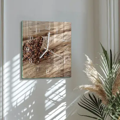 Vierkante glas klok Koffiebonen