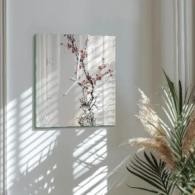 Moderne wandklok glas vierkant Bloemen