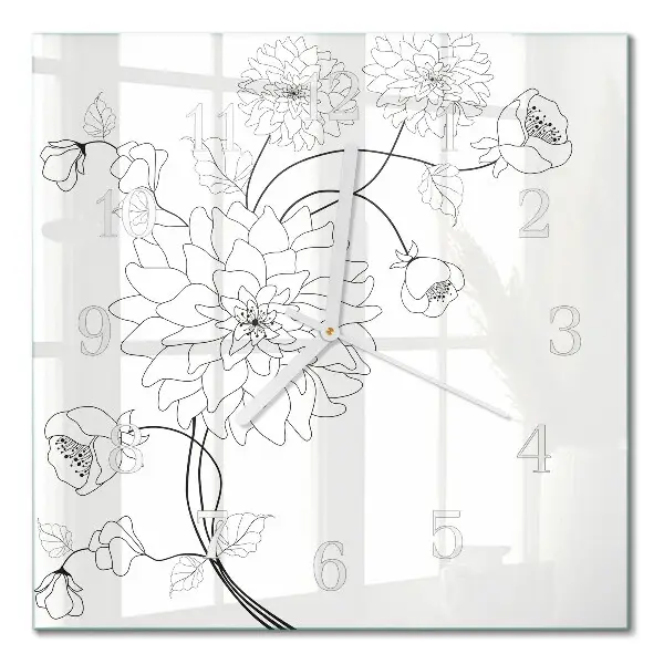 Vierkante glas klok Bloemen