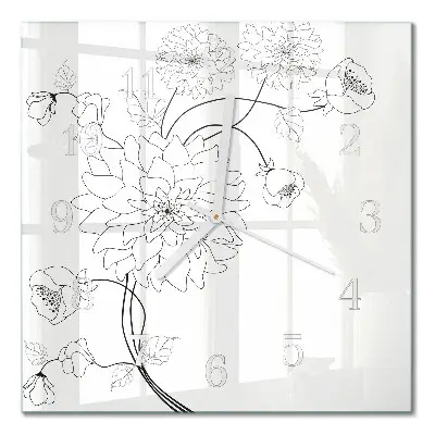 Vierkante glas klok Bloemen