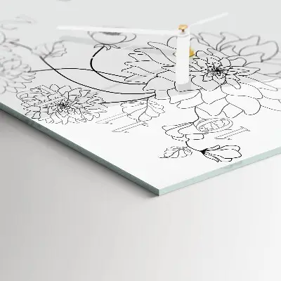 Vierkante glas klok Bloemen