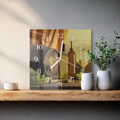 Vierkante glazen wandklok Een wijnvat