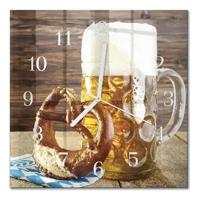 Decoratieve glazen klok vierkant Pretzel met bier