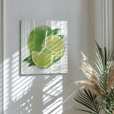 Moderne wandklok glas vierkant Calciumcarbonaat
