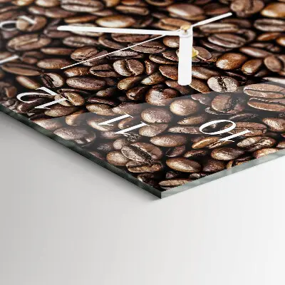 Vierkante glazen wandklok Koffiebonen