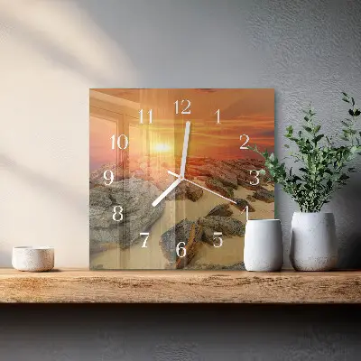 Decoratieve glazen klok vierkant Zonsondergang