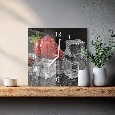 Moderne wandklok glas vierkant Aardbeienijs