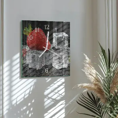 Moderne wandklok glas vierkant Aardbeienijs