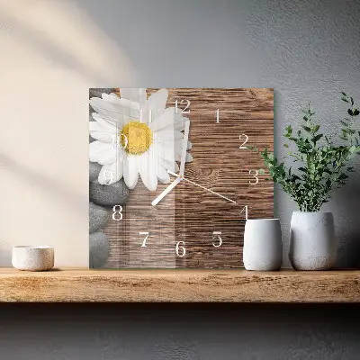 Vierkante glas klok Madeliefje