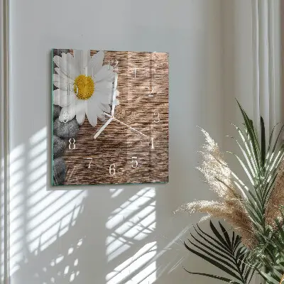 Vierkante glas klok Madeliefje
