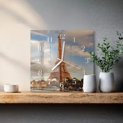 Moderne wandklok glas vierkant Parijs
