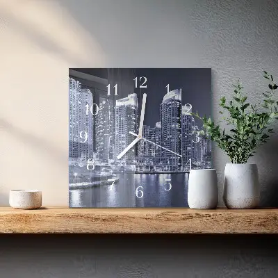 Moderne wandklok glas vierkant Horizon