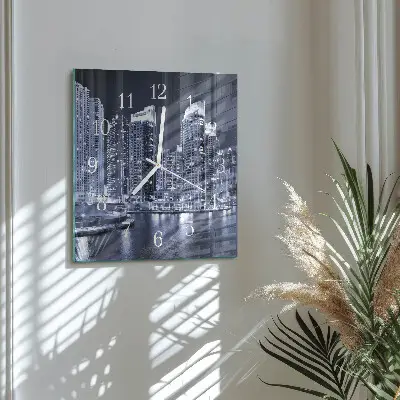 Moderne wandklok glas vierkant Horizon