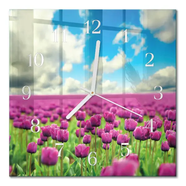 Decoratieve glazen klok vierkant Tulpen