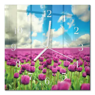 Decoratieve glazen klok vierkant Tulpen