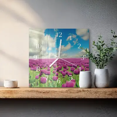 Decoratieve glazen klok vierkant Tulpen