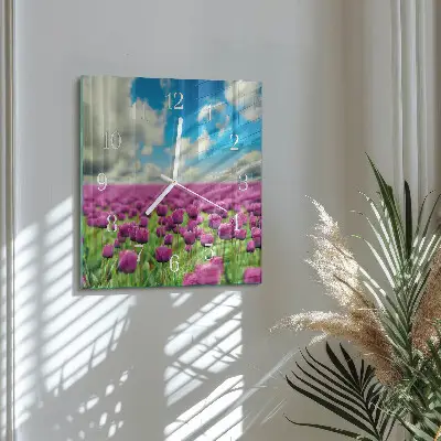 Decoratieve glazen klok vierkant Tulpen