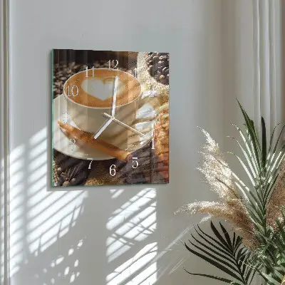Moderne wandklok glas vierkant Koffiehart