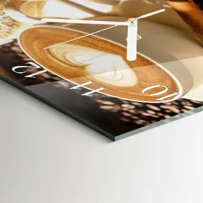 Moderne wandklok glas vierkant Koffiehart
