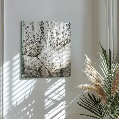 Vierkante glazen wandklok Dauwdruppels