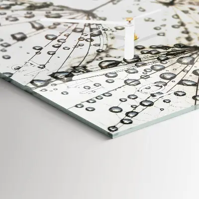 Vierkante glazen wandklok Dauwdruppels