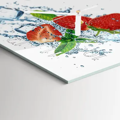 Vierkante glazen klok Aardbeien