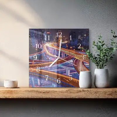 Vierkante glazen wandklok Overdracht