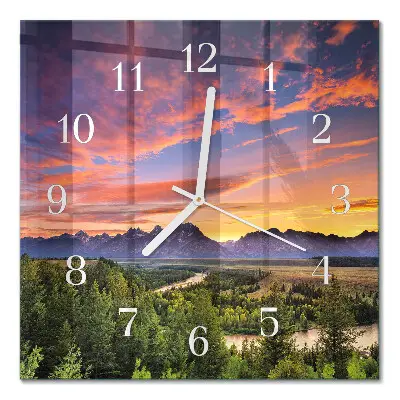 Moderne wandklok glas vierkant Landschap