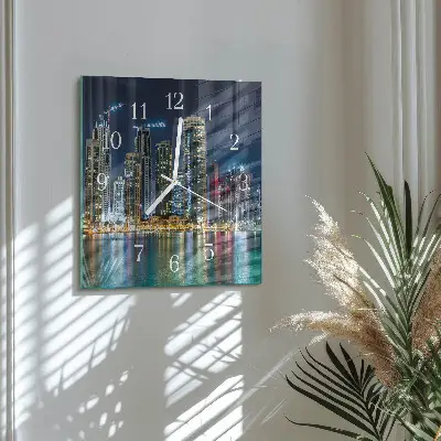 Vierkante glas klok Nachtstad