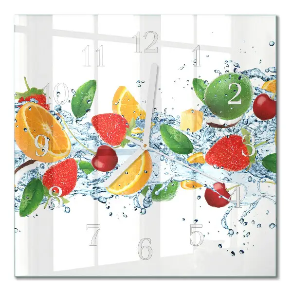 Decoratieve glazen klok vierkant Fruit