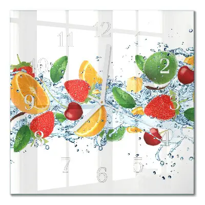 Decoratieve glazen klok vierkant Fruit