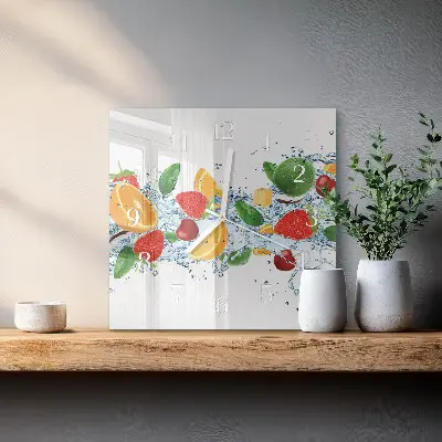 Decoratieve glazen klok vierkant Fruit