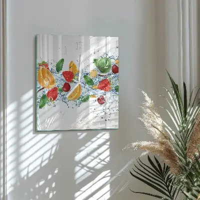 Decoratieve glazen klok vierkant Fruit