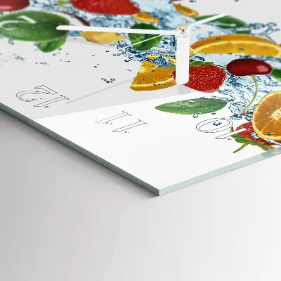 Decoratieve glazen klok vierkant Fruit